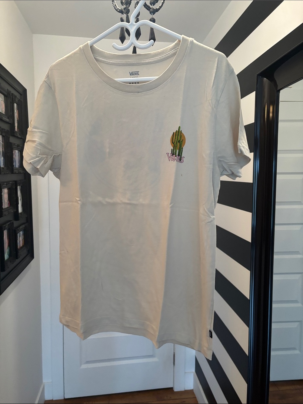 Vans Cream Short-Sleeve Tee with Cactus Embroidery